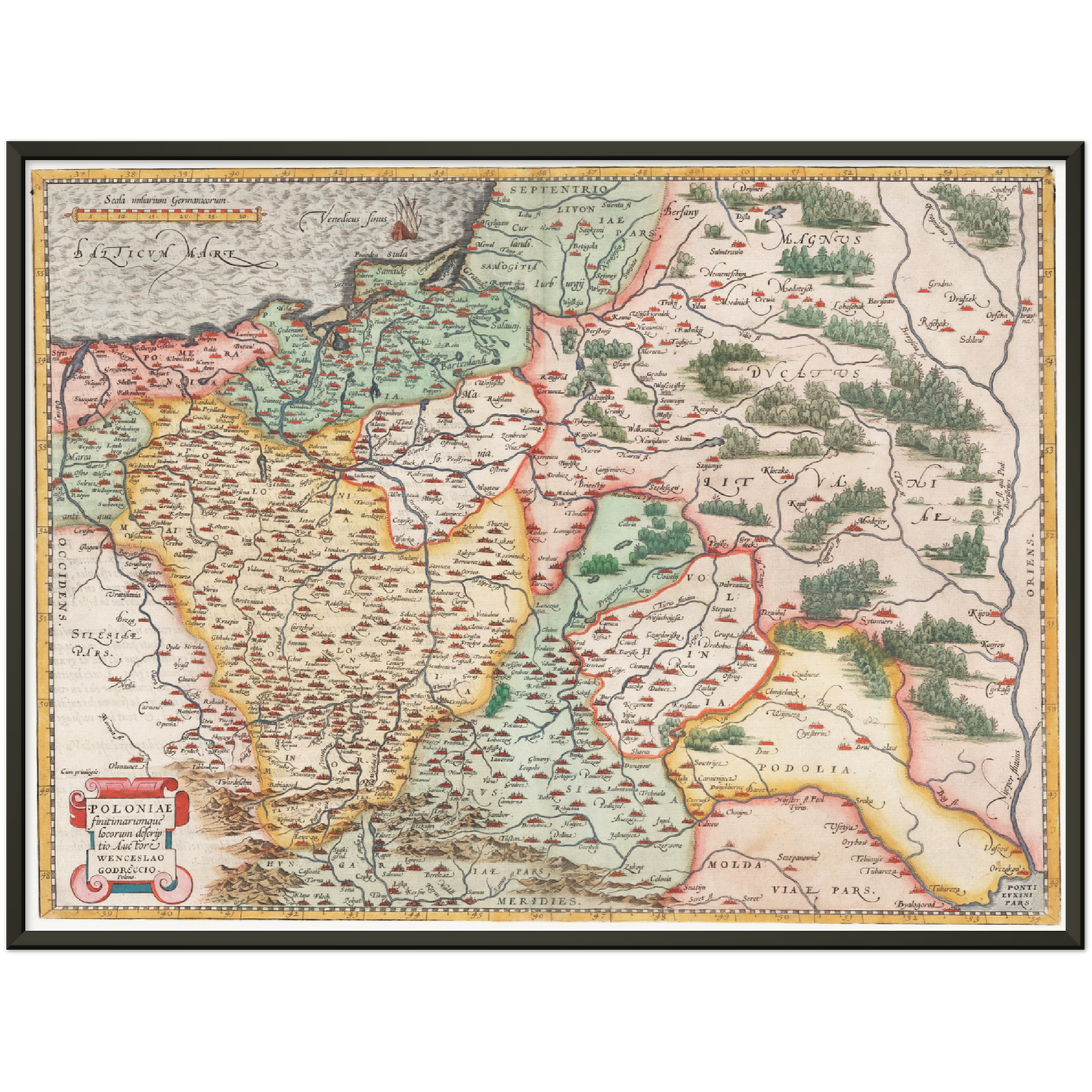 Historische Landkarte Polen um 1570