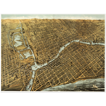 Historical city map  Test product horizontal 3 sizes