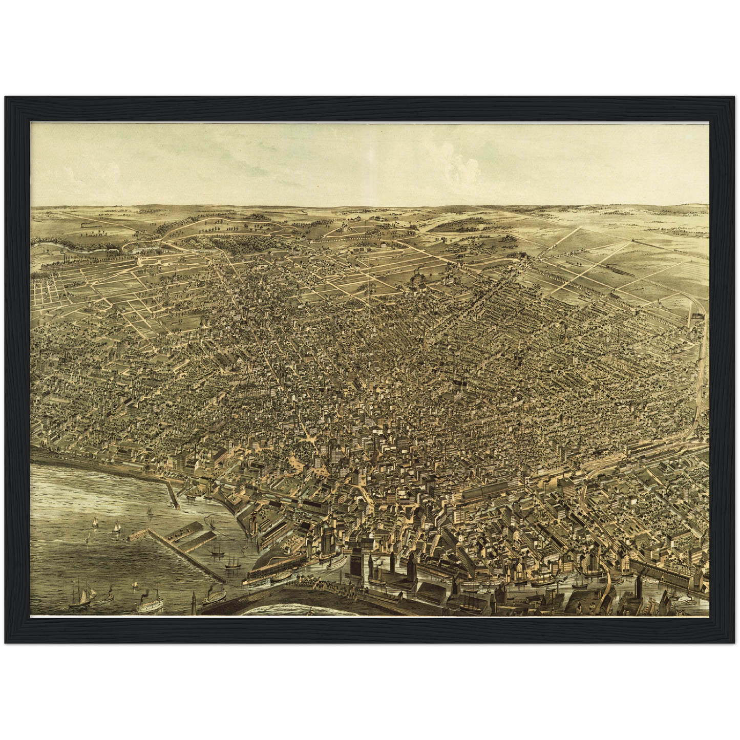 Historische Stadtansicht Buffalo um 1880