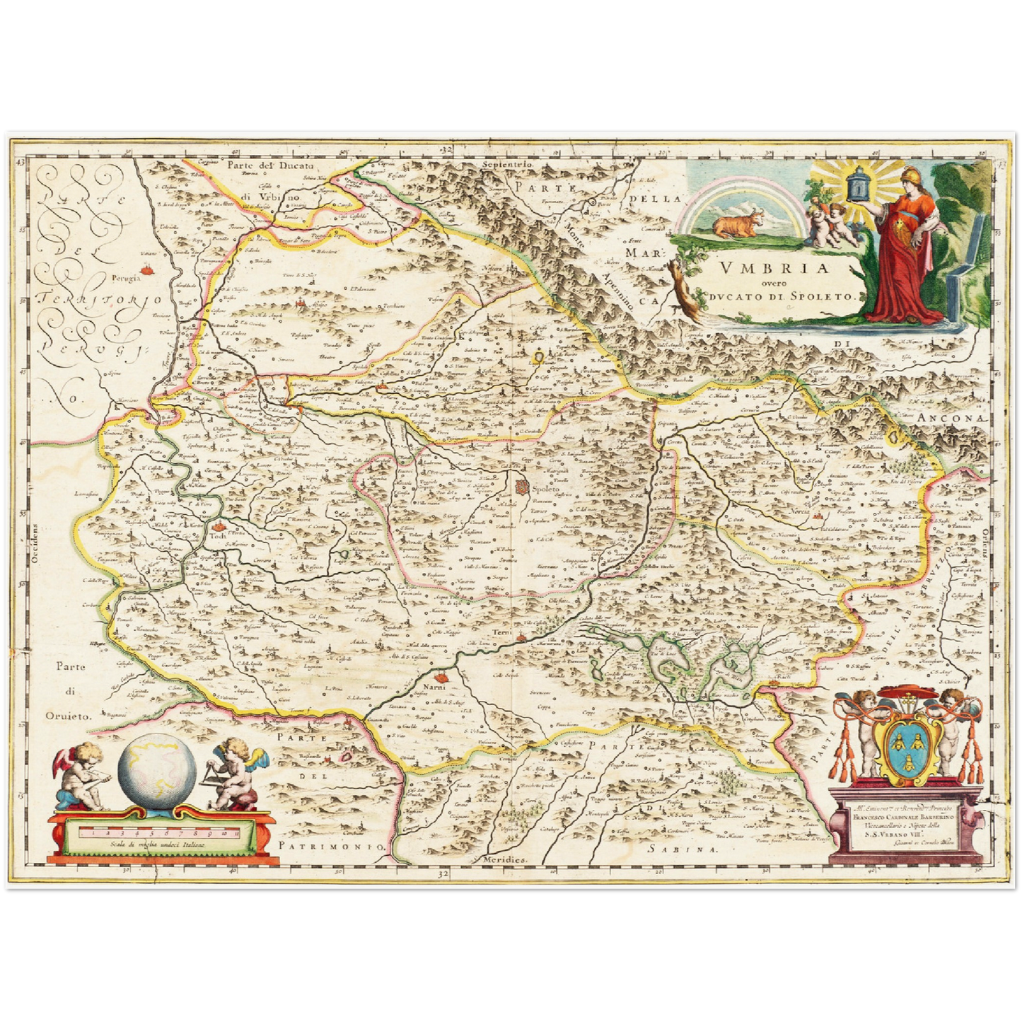 Historische Landkarte Umbrien um 1662