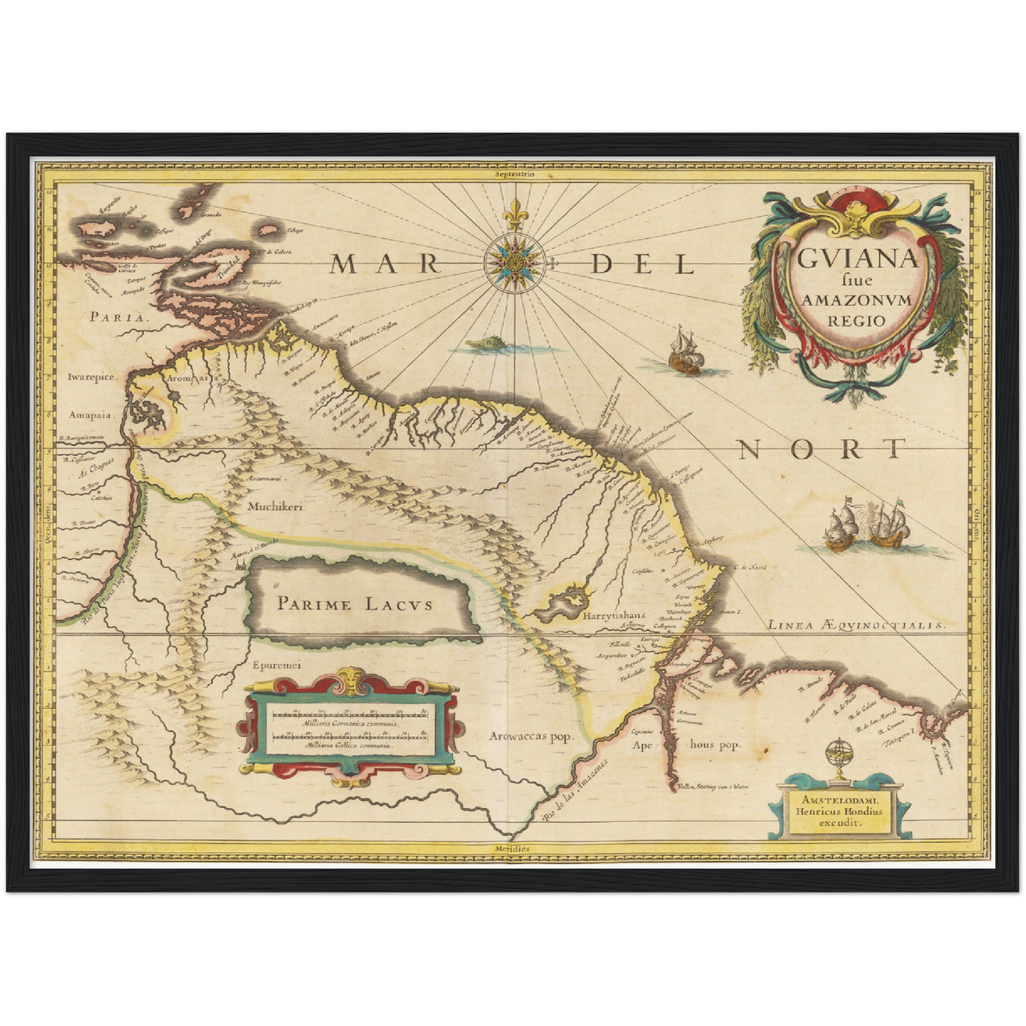 Historische Landkarte Guyana um 1638