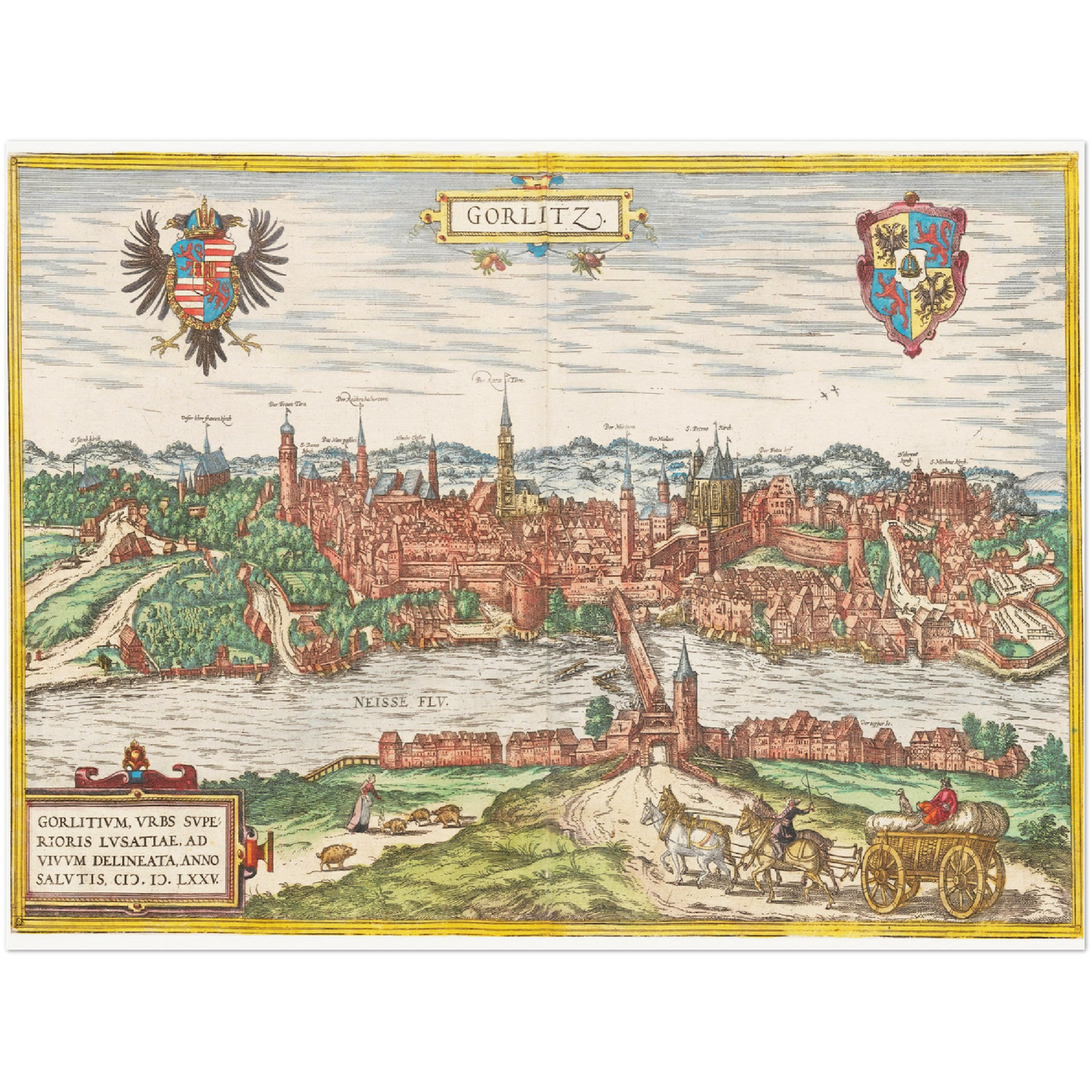 Historische Stadtansicht Görlitz um 1592
