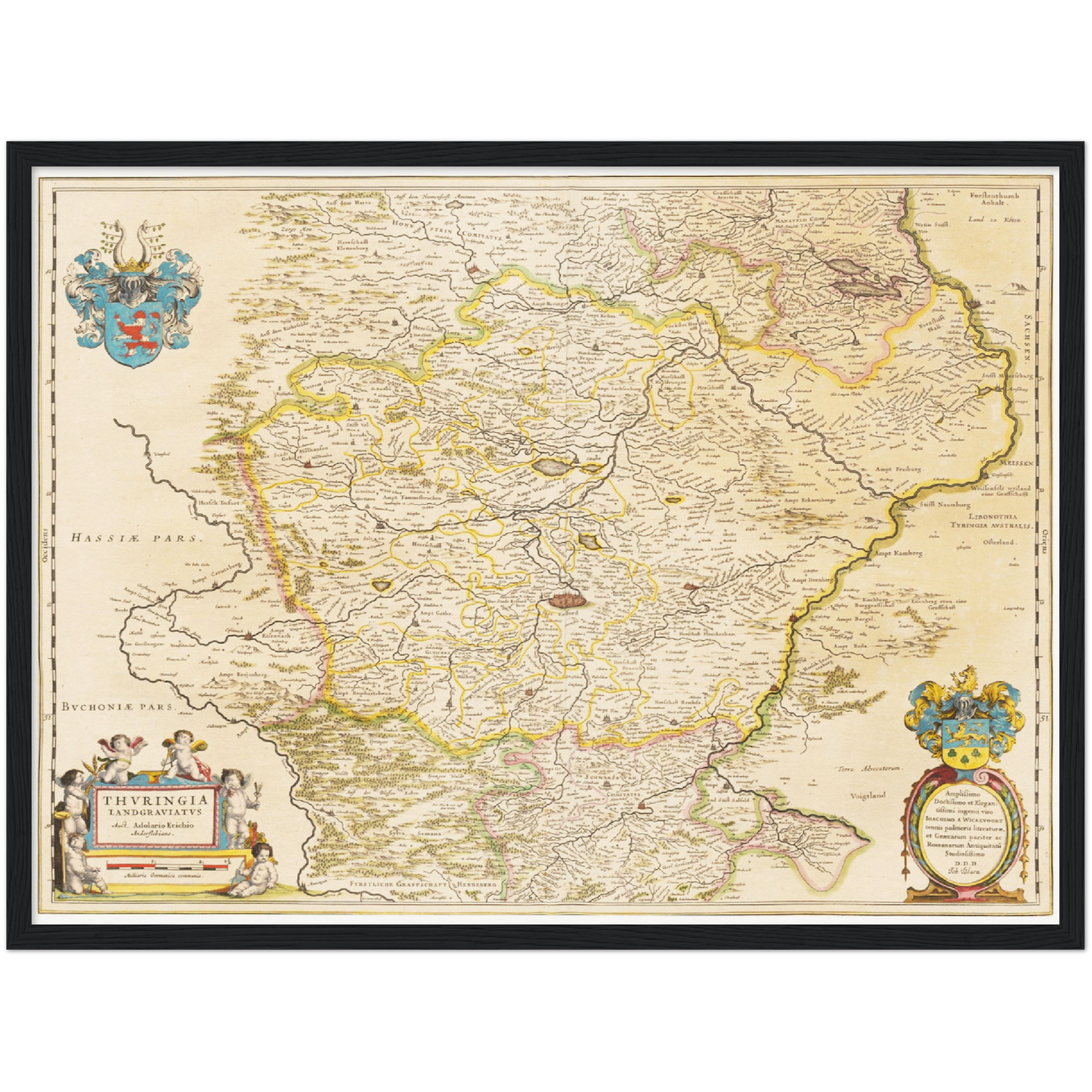 Historische Landkarte Thüringen um 1635