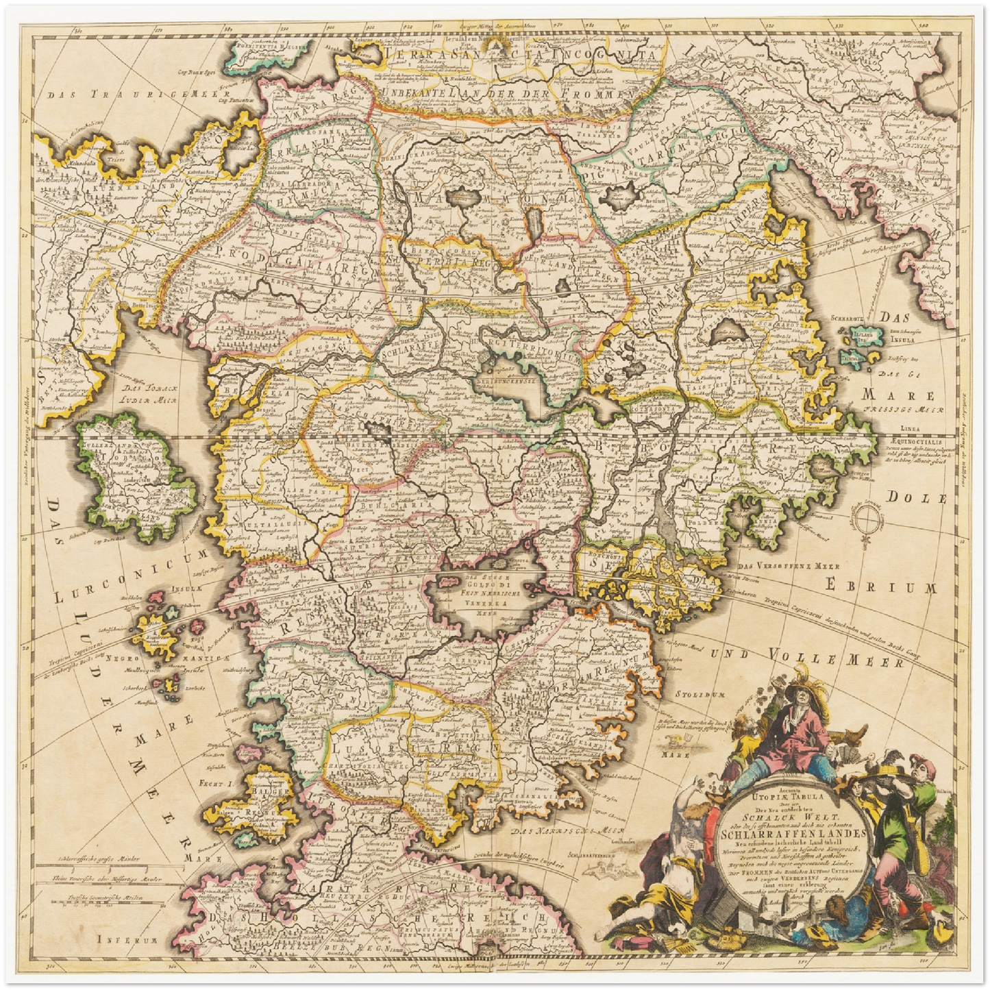 Historische Landkarte Schlaraffenland um 1694