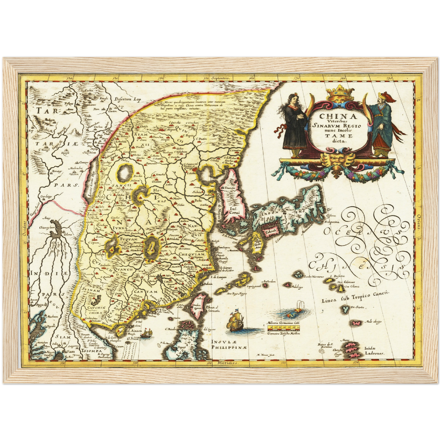 Historische Landkarte China um 1636