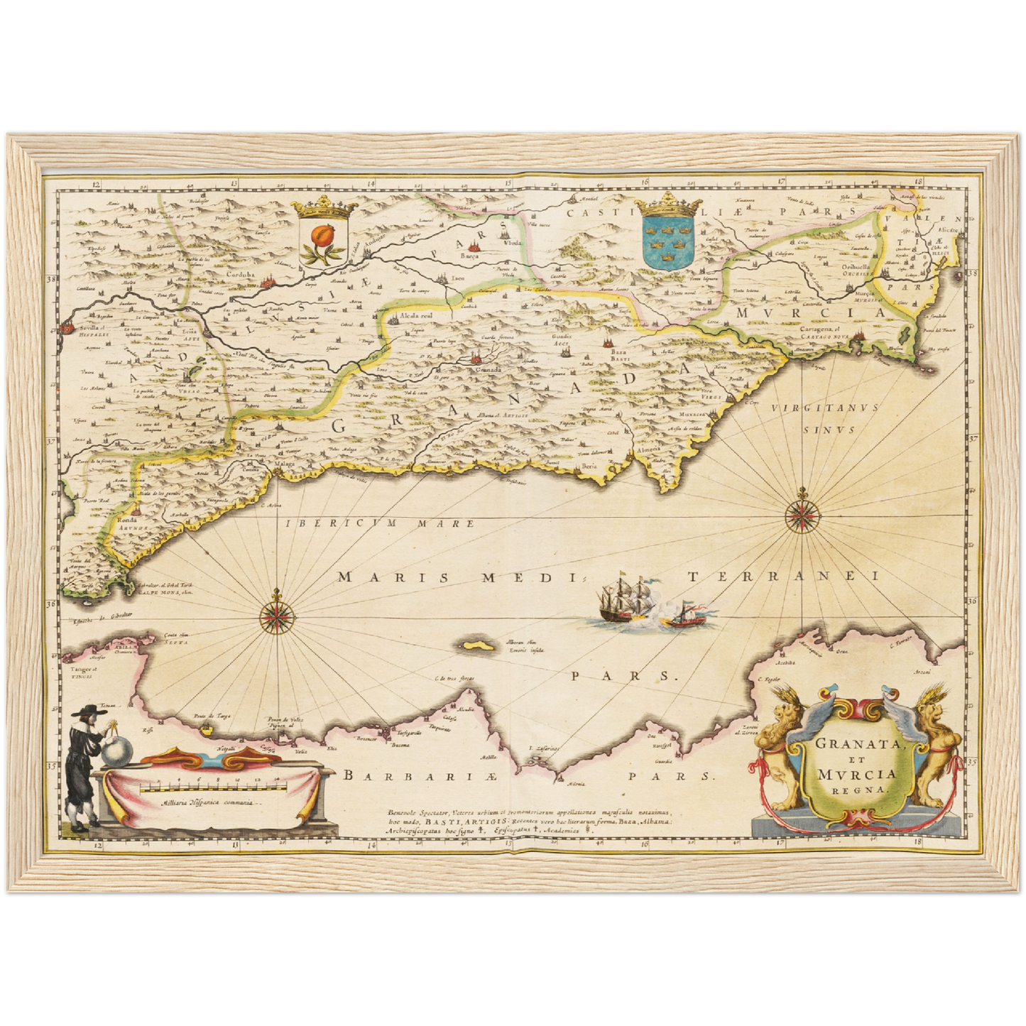 Historische Landkarte Murcia & Granada um 1635