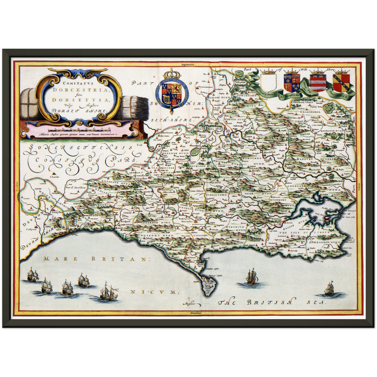 Historische Landkarte Dorset um 1646