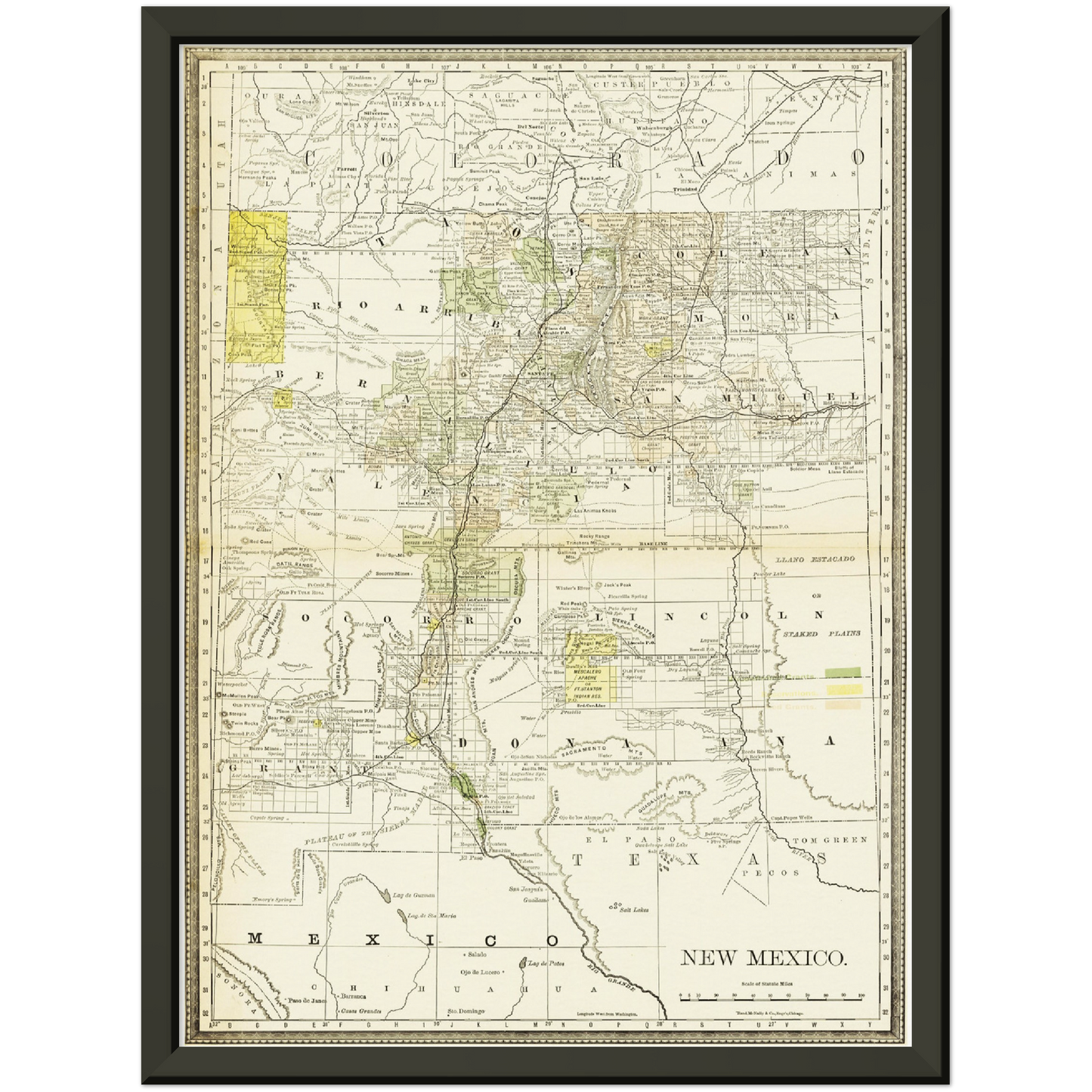 Historische Landkarte New Mexico um 1882