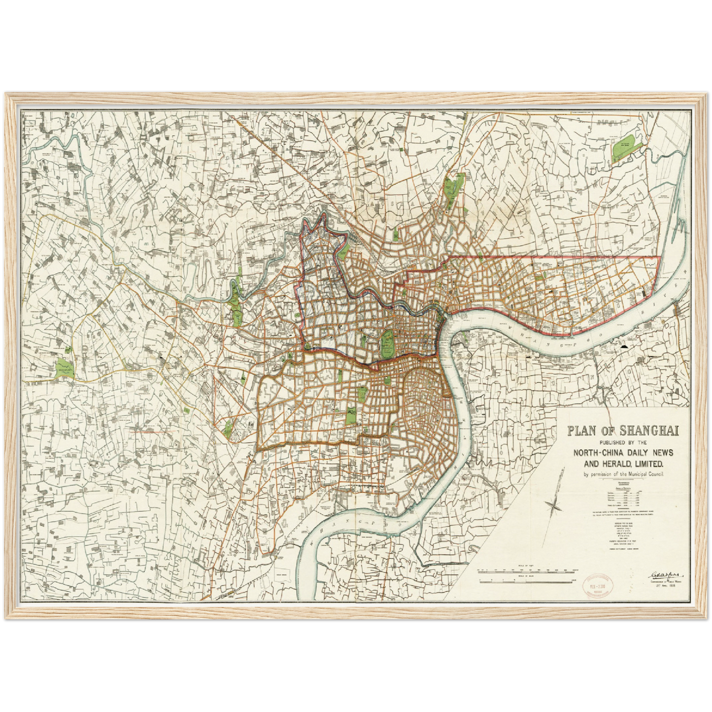 Historischer Stadtplan Shanghai um 1928