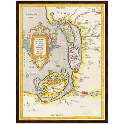 Historische Landkarte Rügen & Usedom um 1609