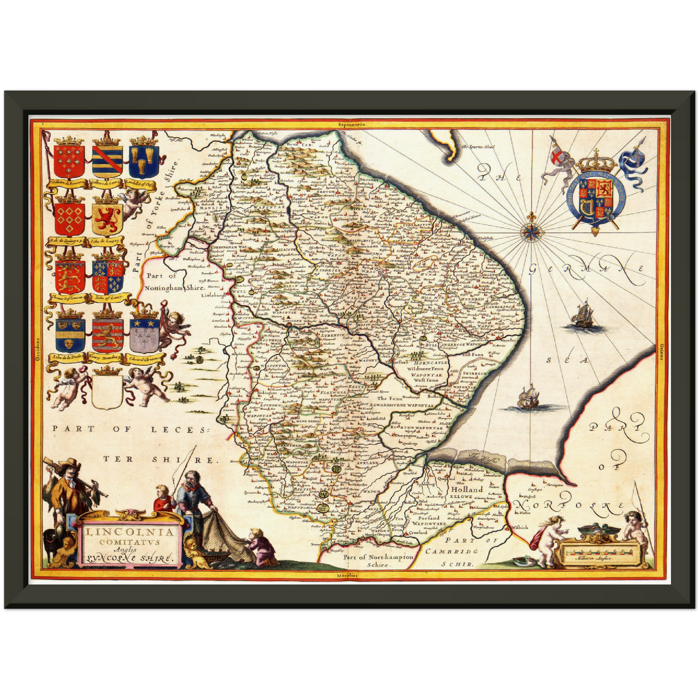 Historische Landkarte Lincolnshire um 1646