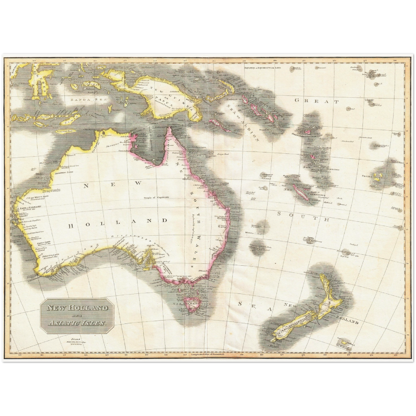 Historische Landkarte Australien Neuseeland um 1818