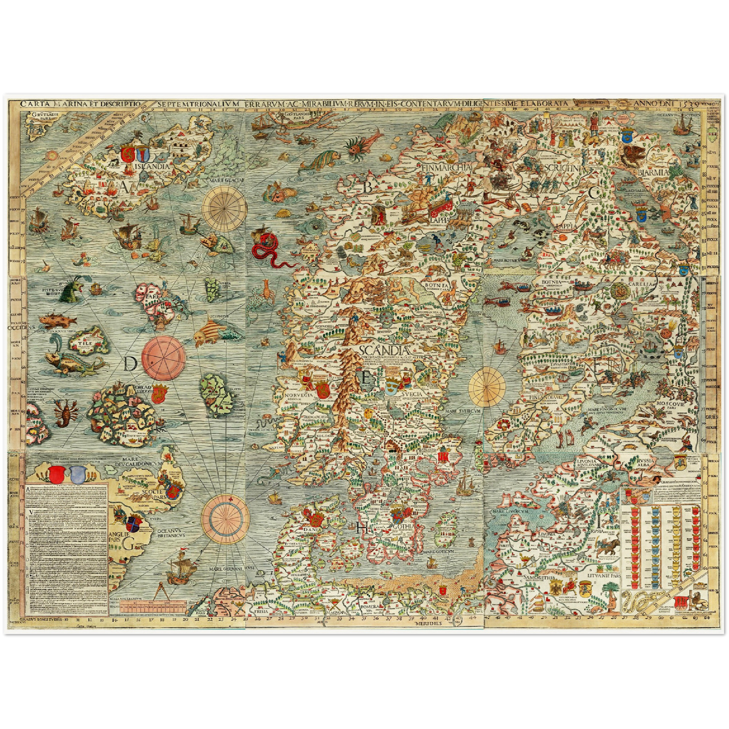 Historische Landkarte Nordeuropa um 1539