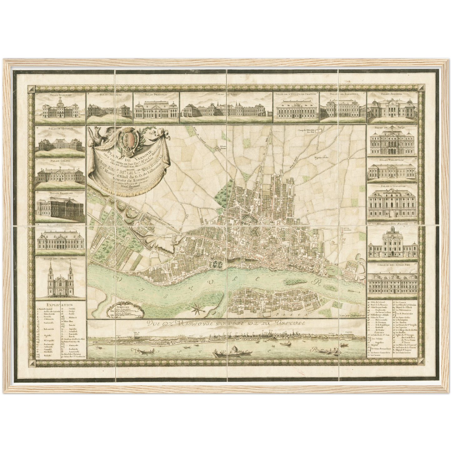 Historischer Stadtplan Warschau um 1772