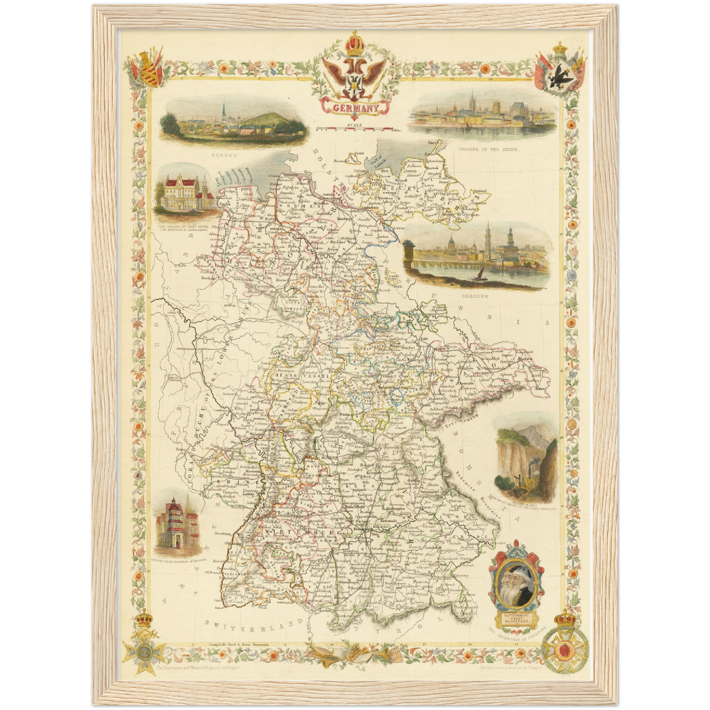 Historische Landkarte Deutschland um 1851