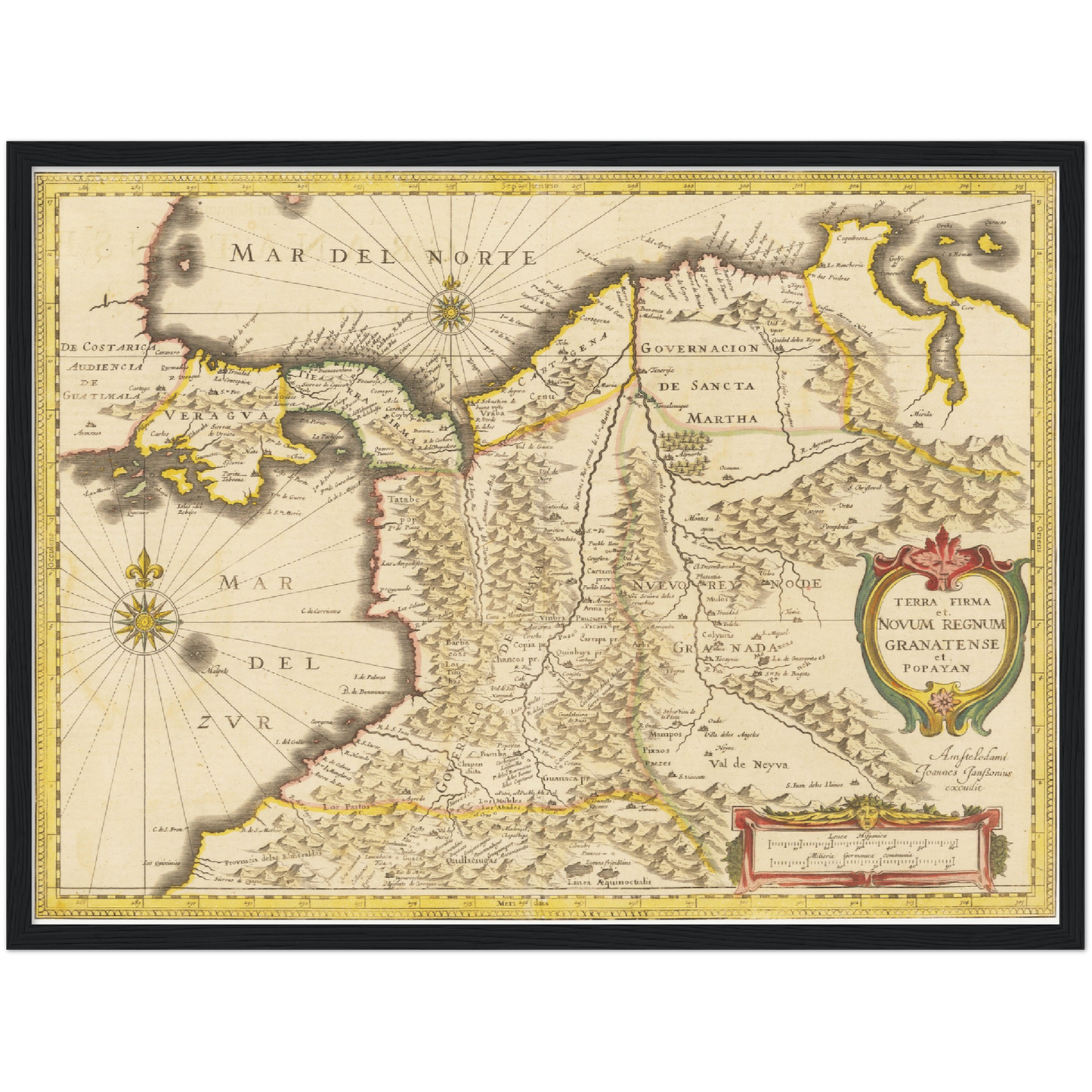 Historische Landkarte Kolumbien um 1638