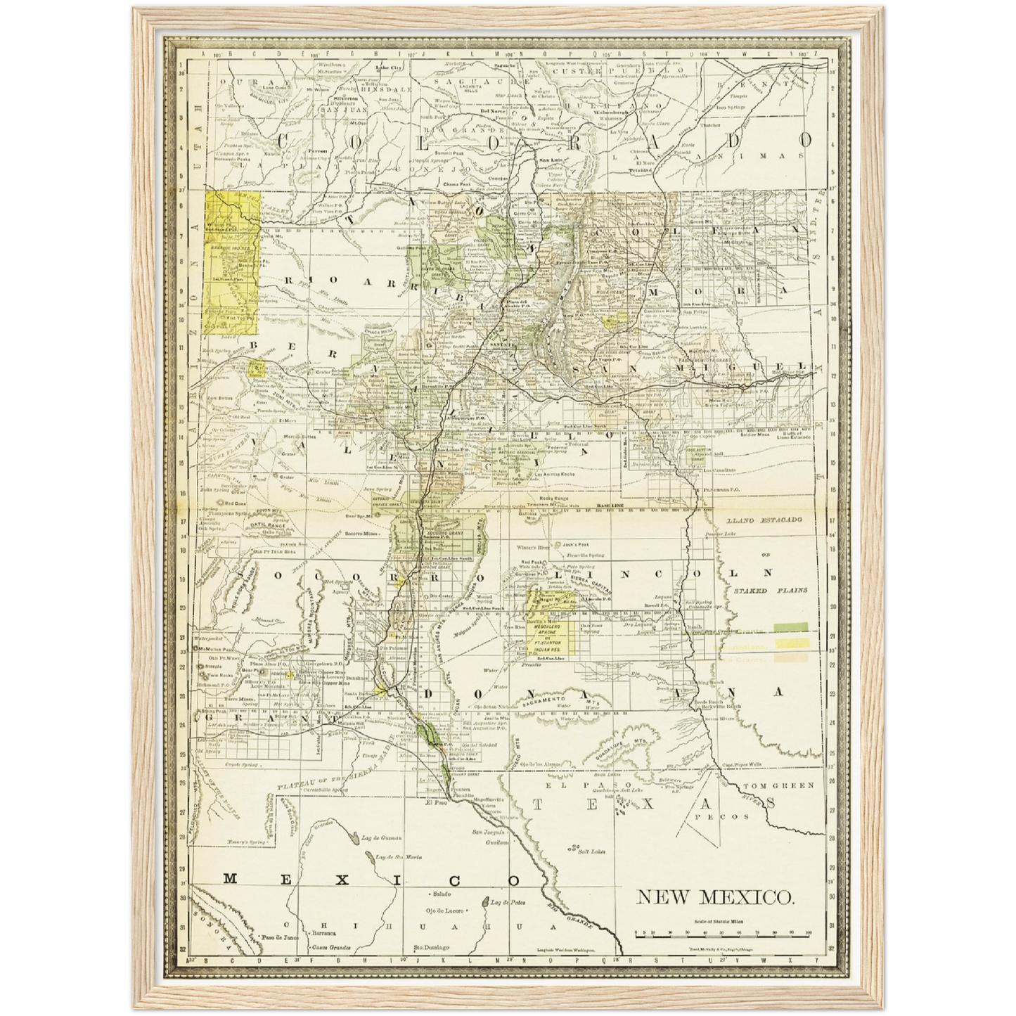 Historische Landkarte New Mexico um 1882