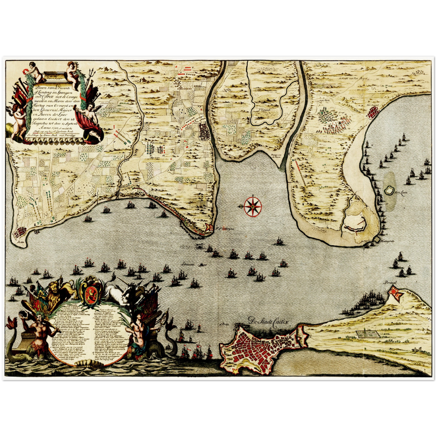 Historischer Stadtplan Cadiz um 1700
