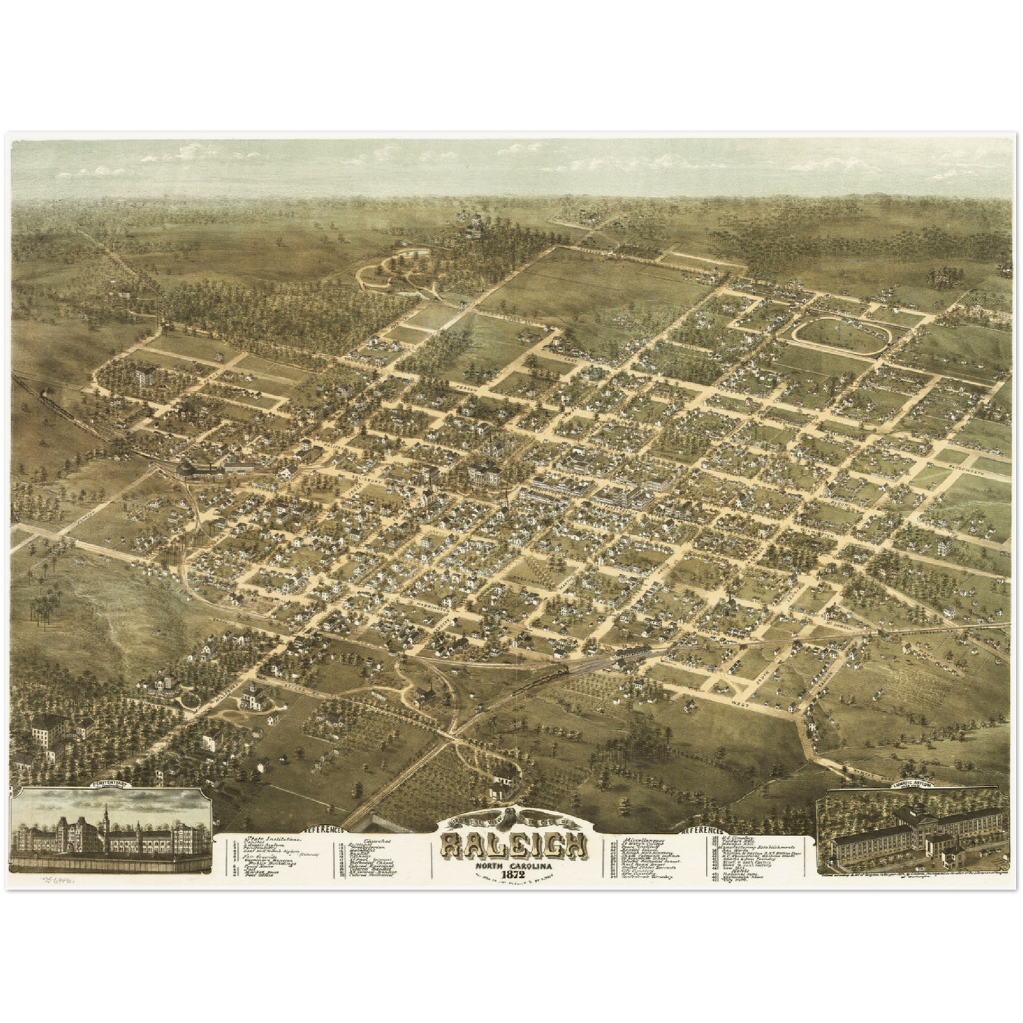 Historische Stadtansicht Raleigh um 1872