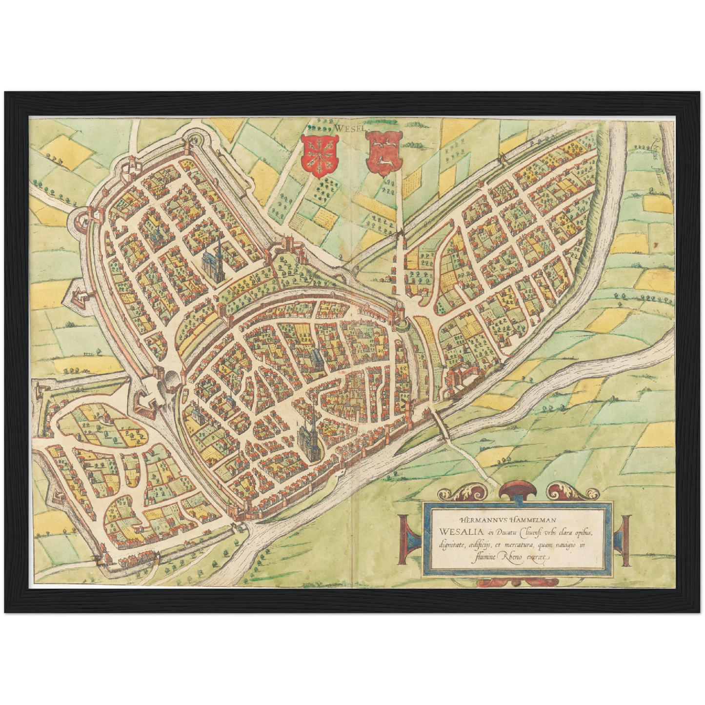 Historischer Stadtplan Wesel um 1592