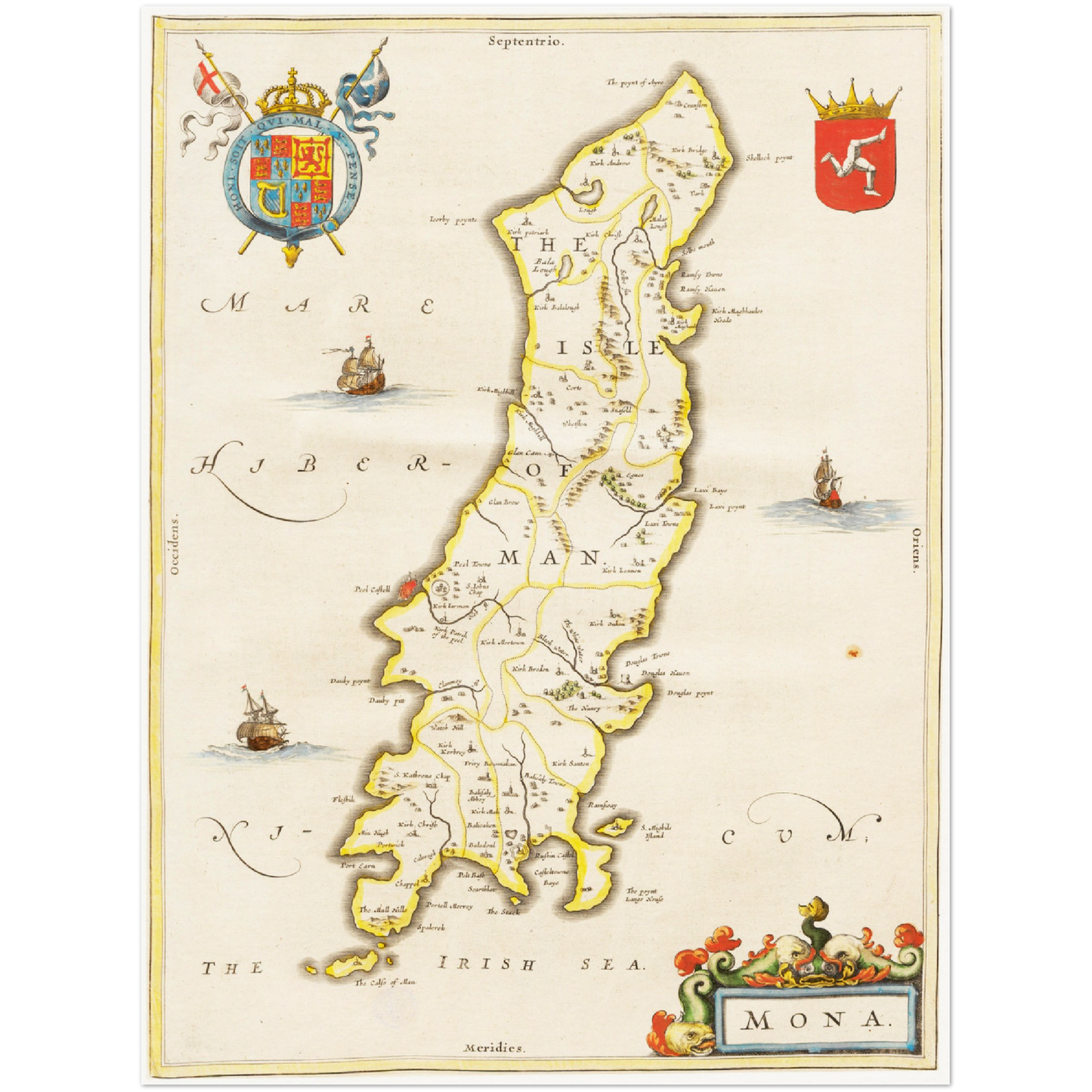 Historische Landkarte Isle of Man um 1635