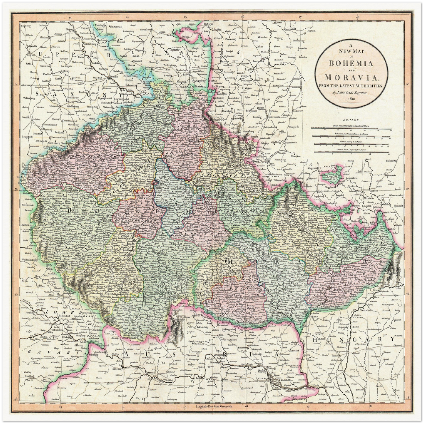 Historische Landkarte Tschechien um 1800