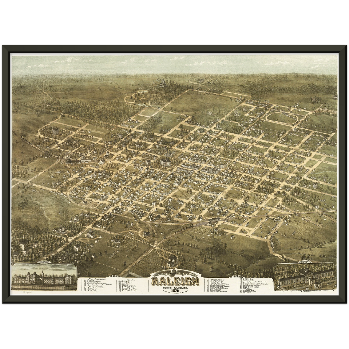 Historische Stadtansicht Raleigh um 1872