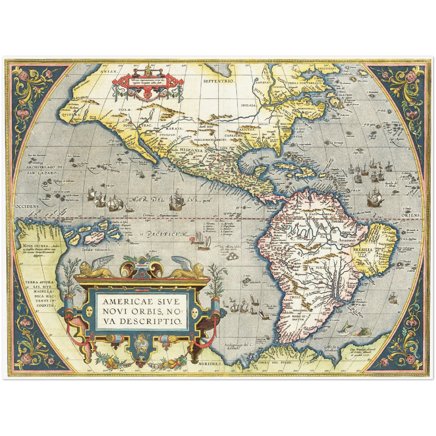 Historische Landkarte Amerika um 1570