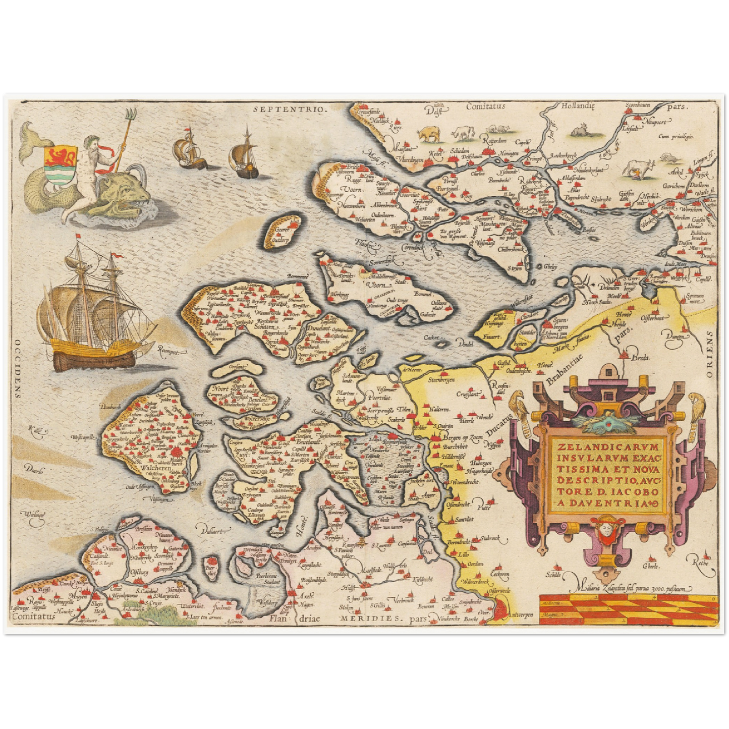 Historische Landkarte Provinz Zeeland um 1609