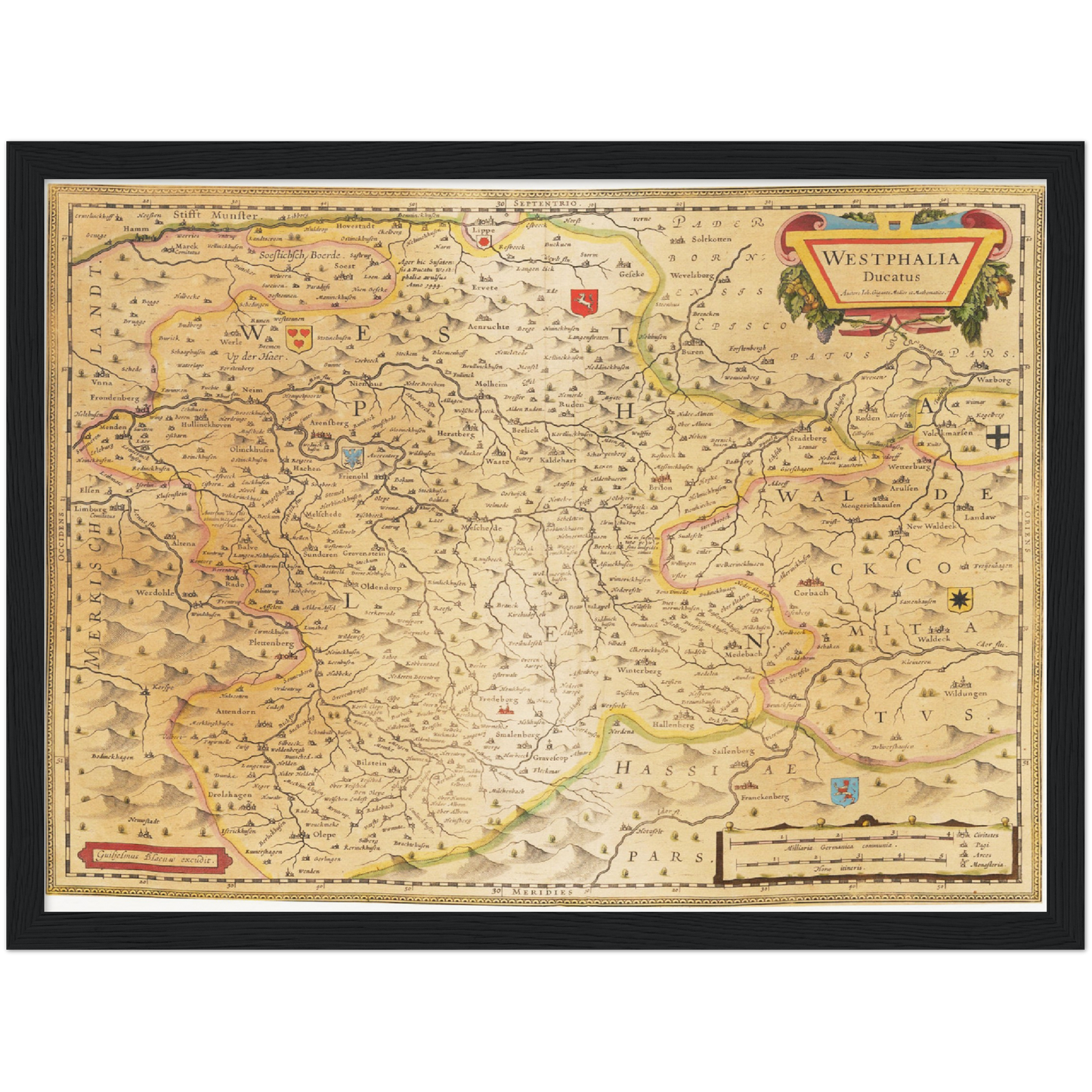 Historische Landkarte Westfalen um 1635