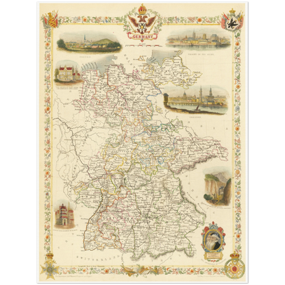 Historische Landkarte Deutschland um 1851