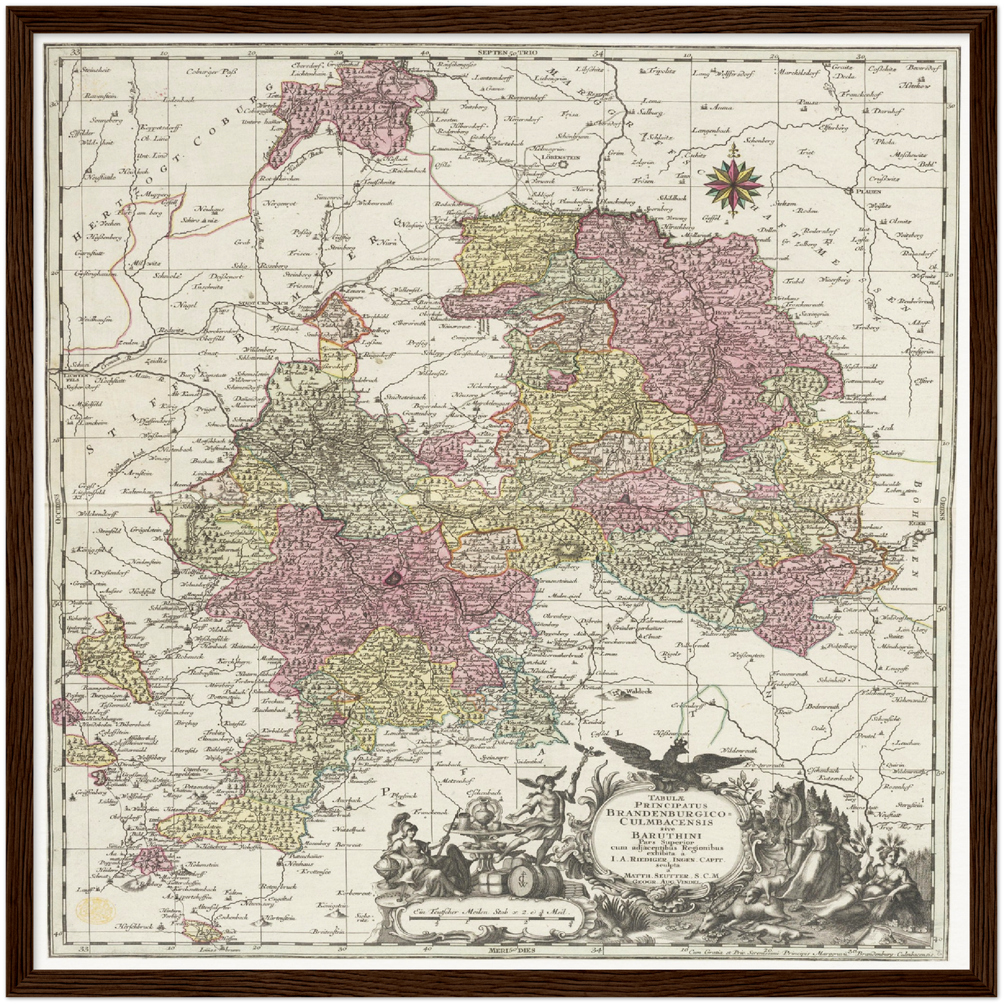 Historische Landkarte Bayreuth um 1750