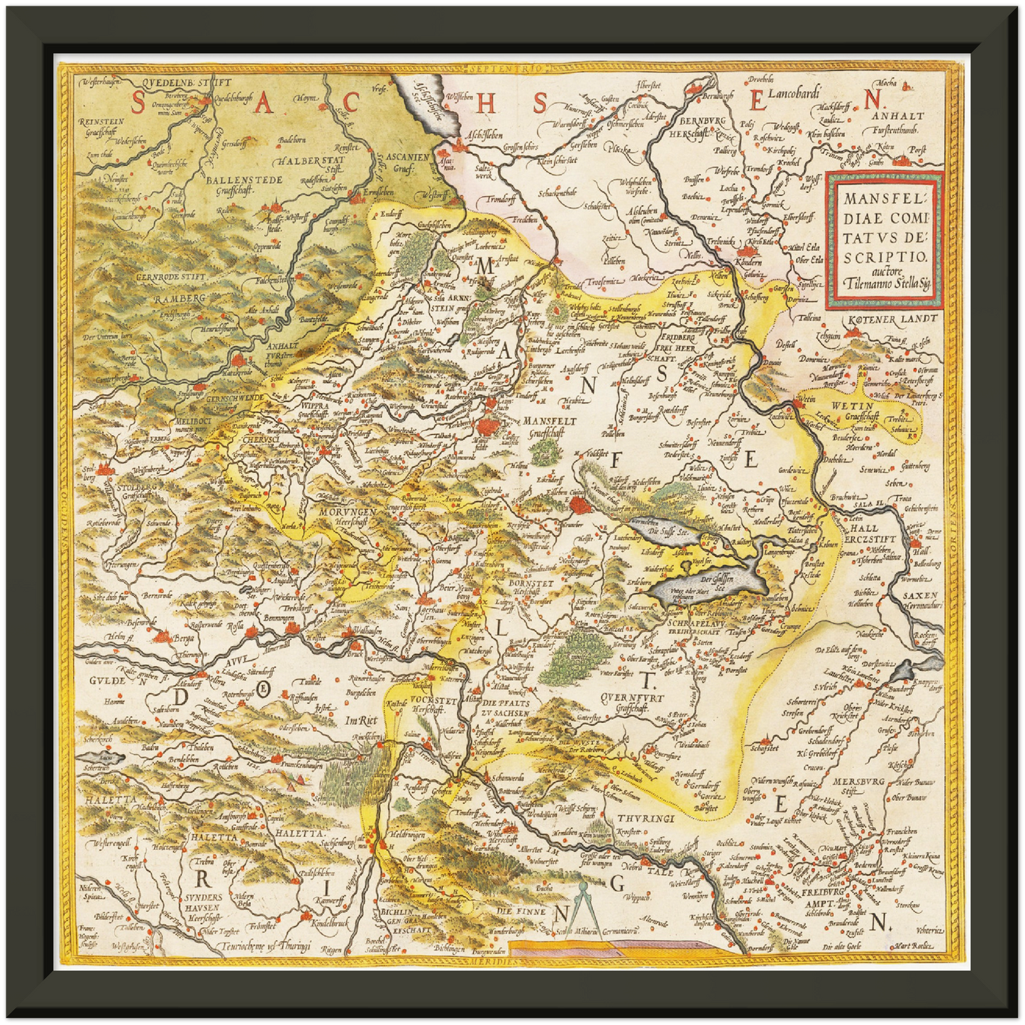 Historische Landkarte Mansfeld um 1609
