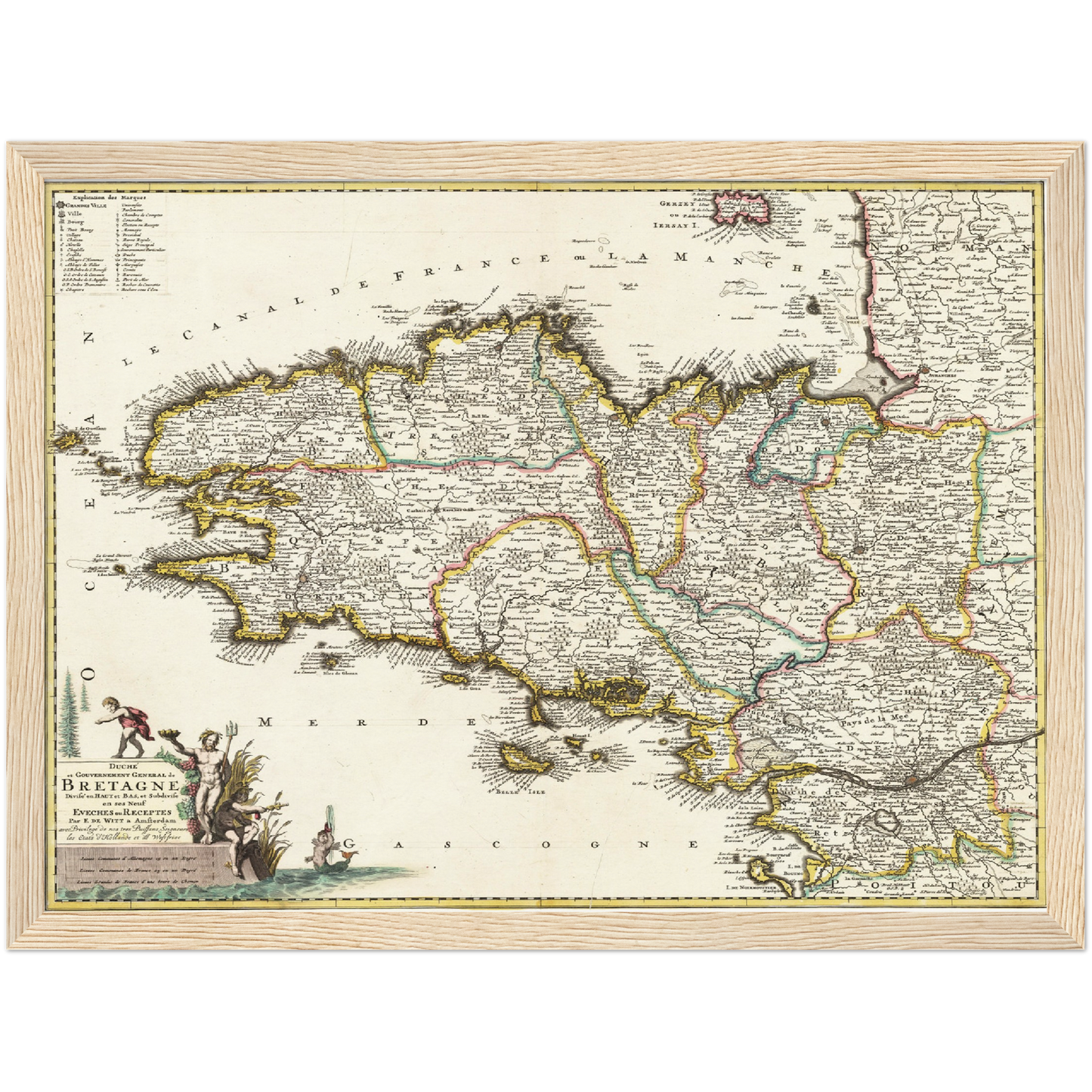 Historische Landkarte Bretagne um 1698