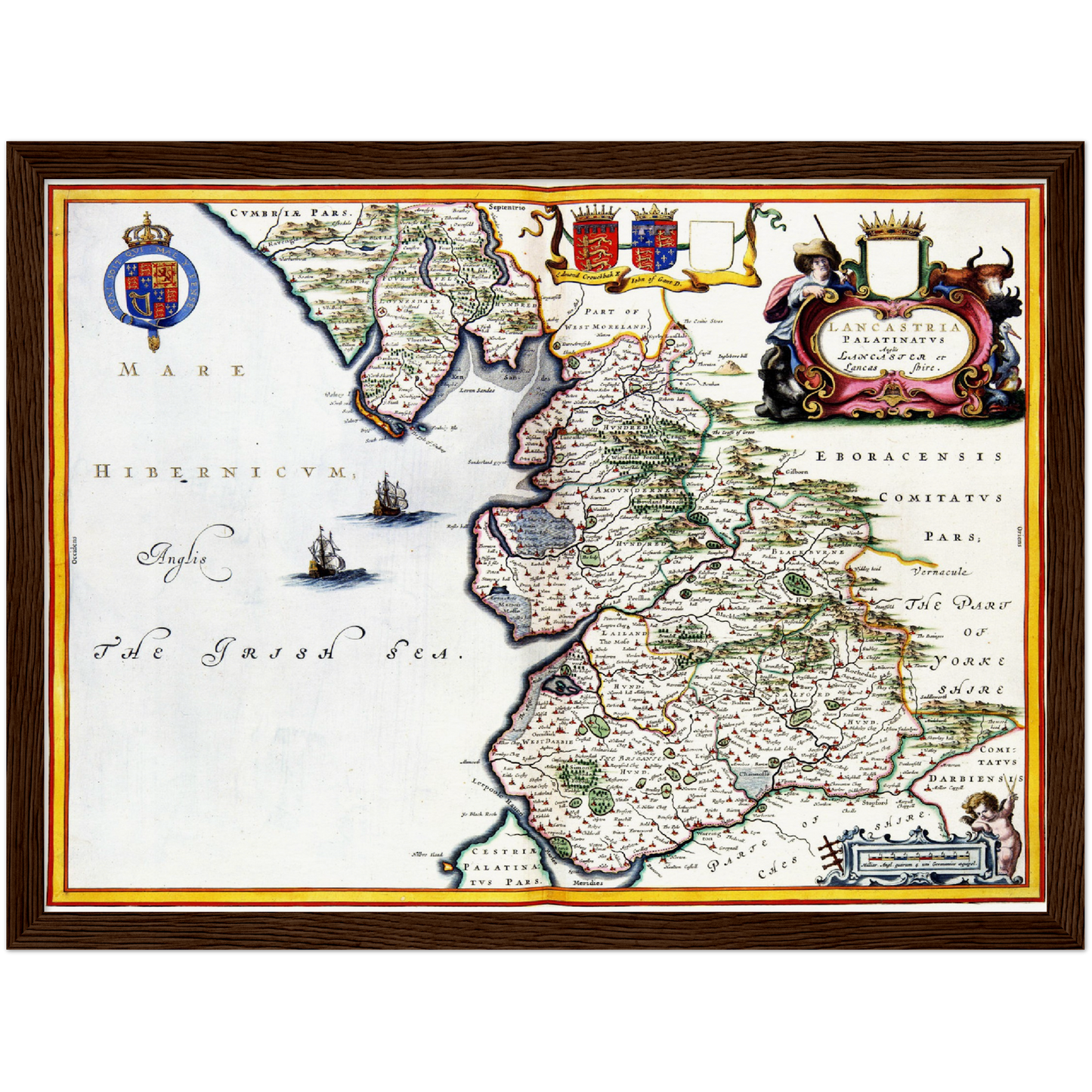 Historische Landkarte Lancashire um 1646