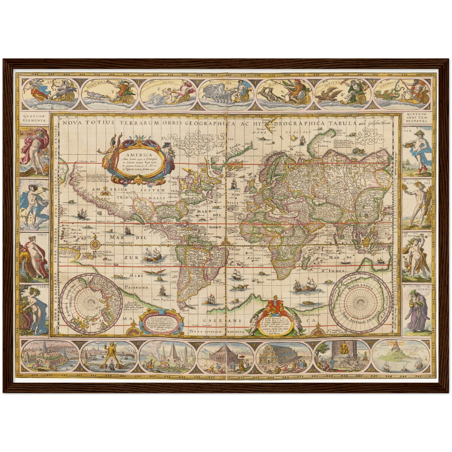 Historische Weltkarte um 1635