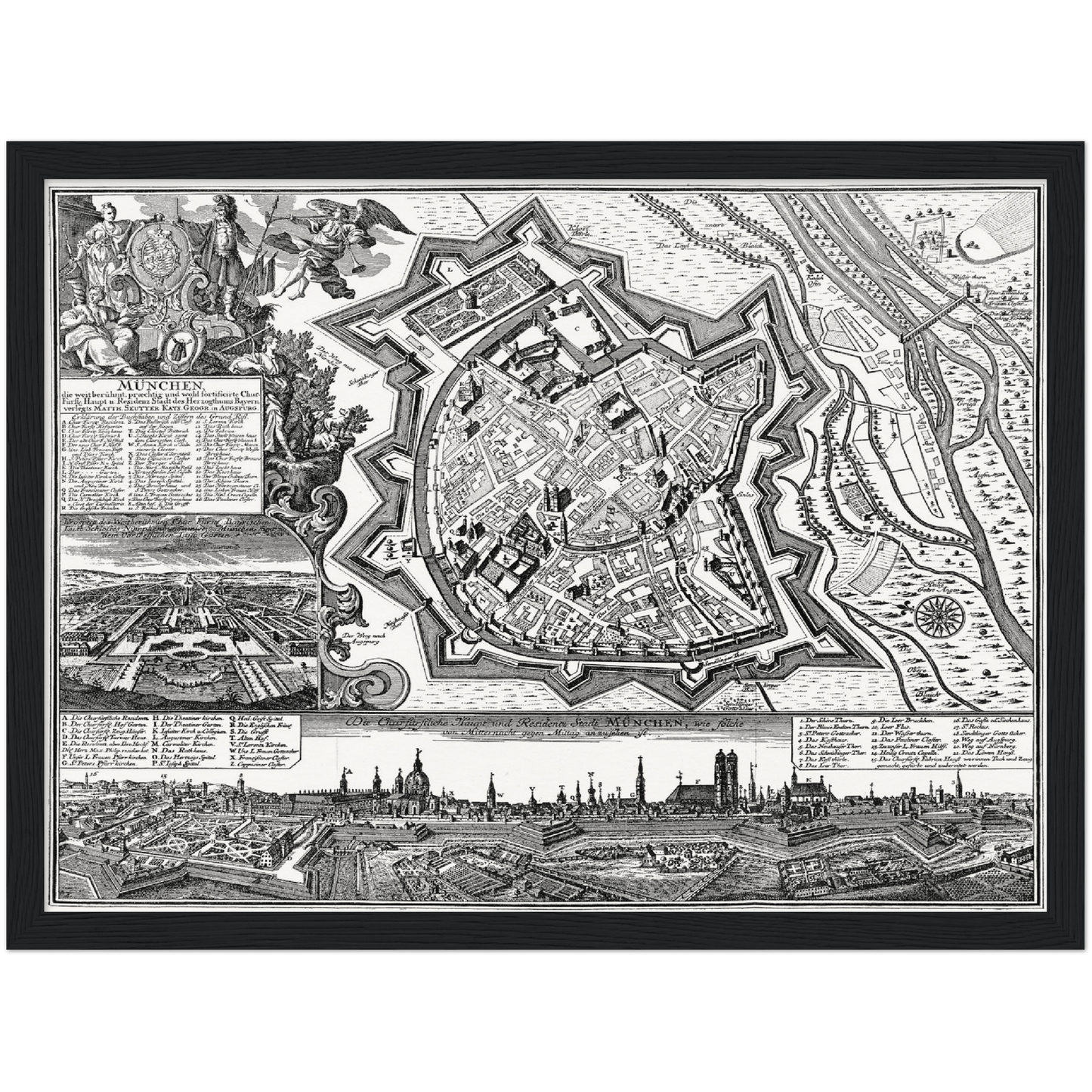 Historischer Stadtplan München um 1740