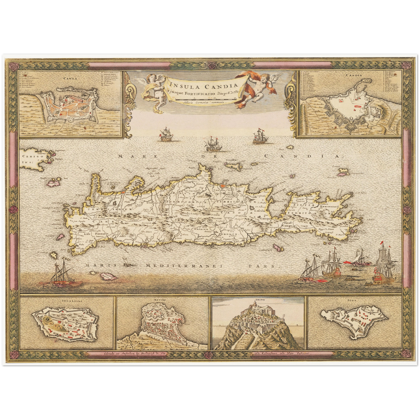 Historische Landkarte Kreta um 1698