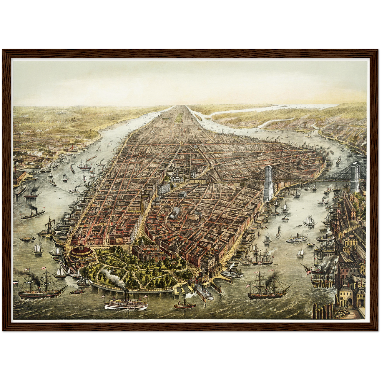 Historische Stadtansicht New York City um 1873