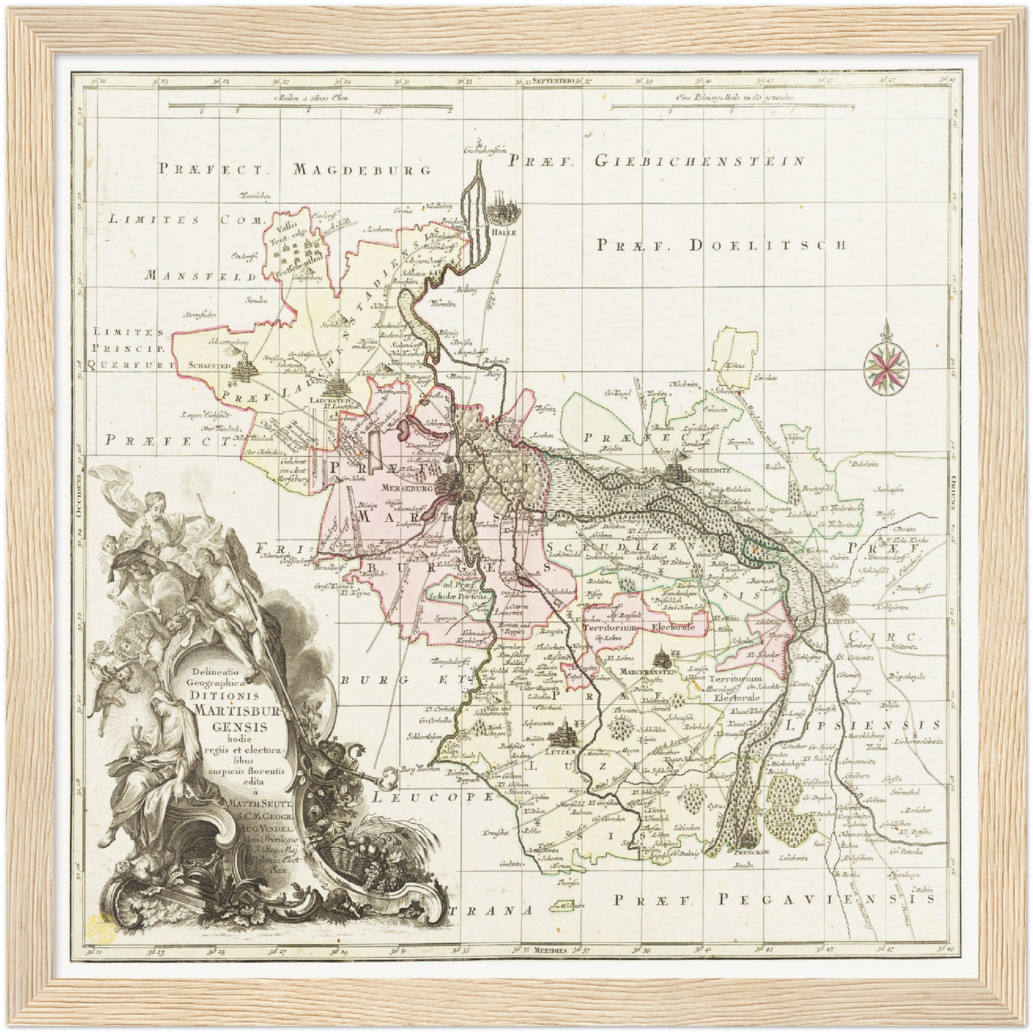 Historische Landkarte Merseburg um 1750