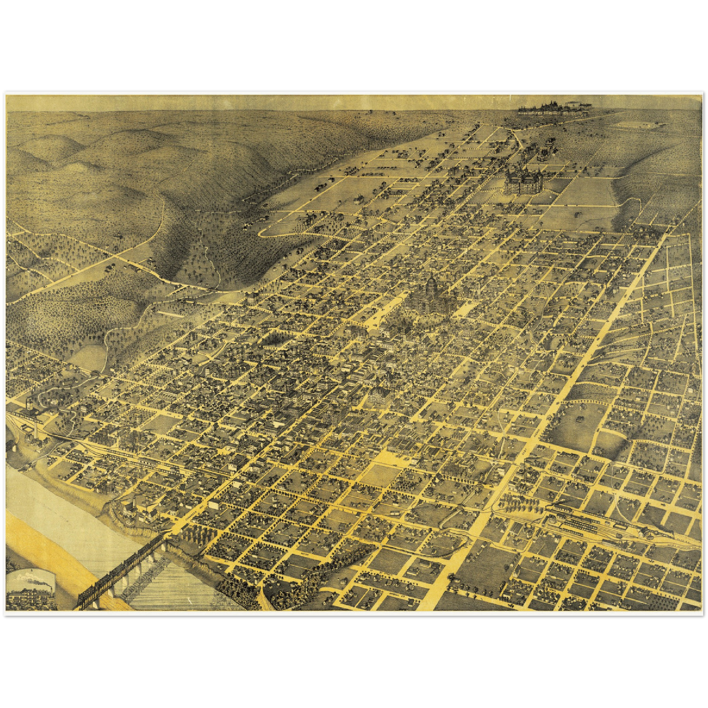 Historische Stadtansicht Austin um 1887