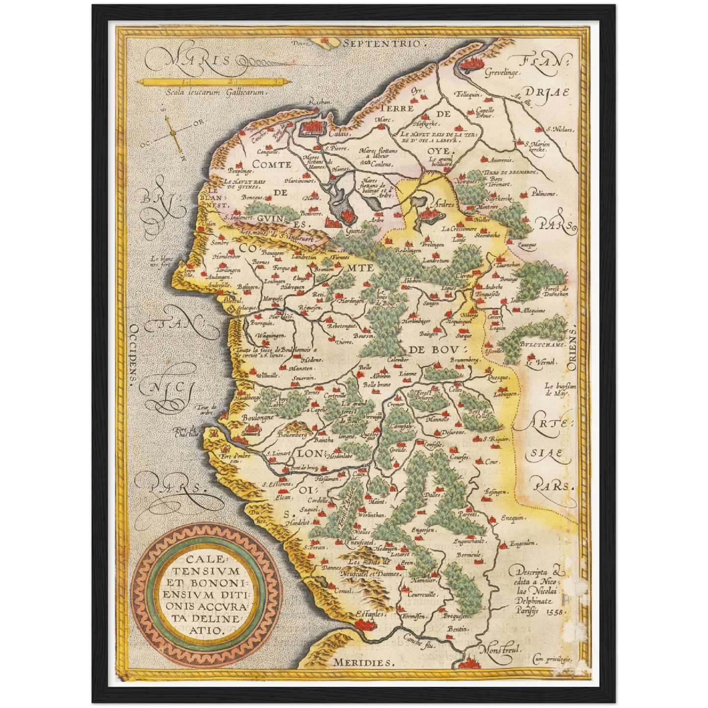 Historische Landkarte Calais um 1609