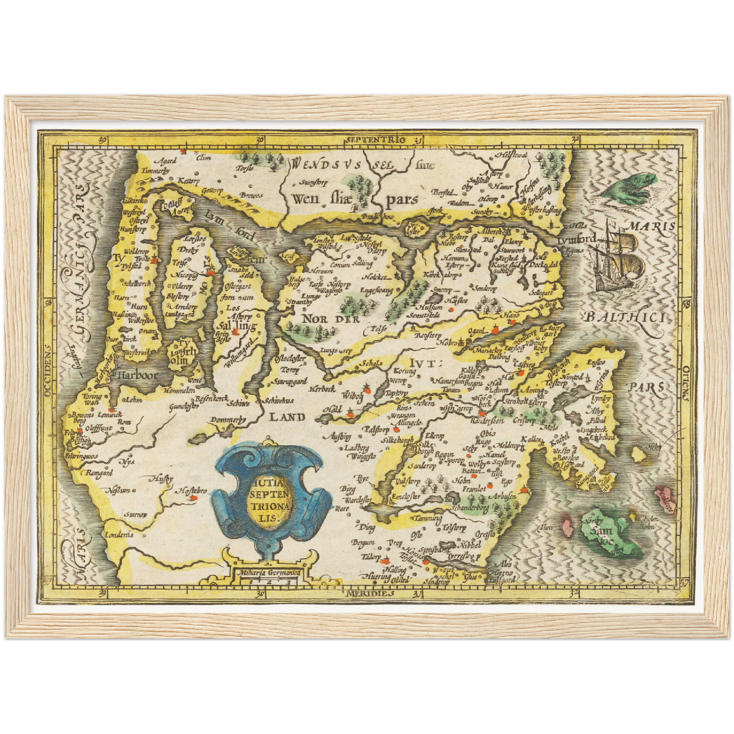 Historische Landkarte Midjutland um 1609