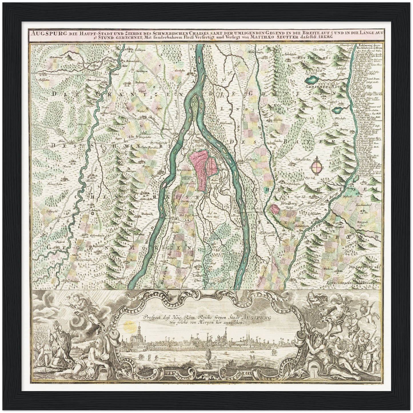 Historische Landkarte Augsburg um 1750
