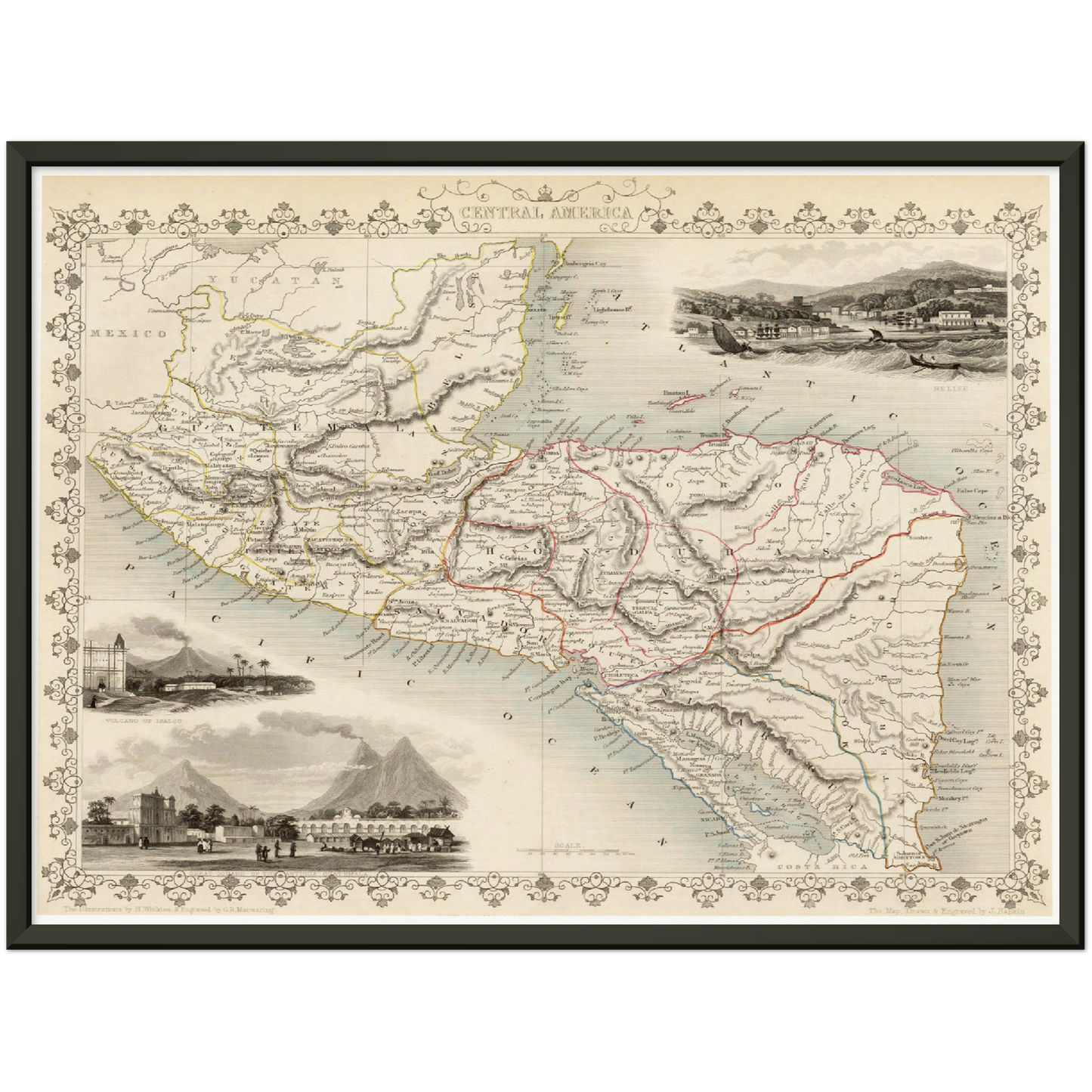 Historische Landkarte Mittelamerika um 1850
