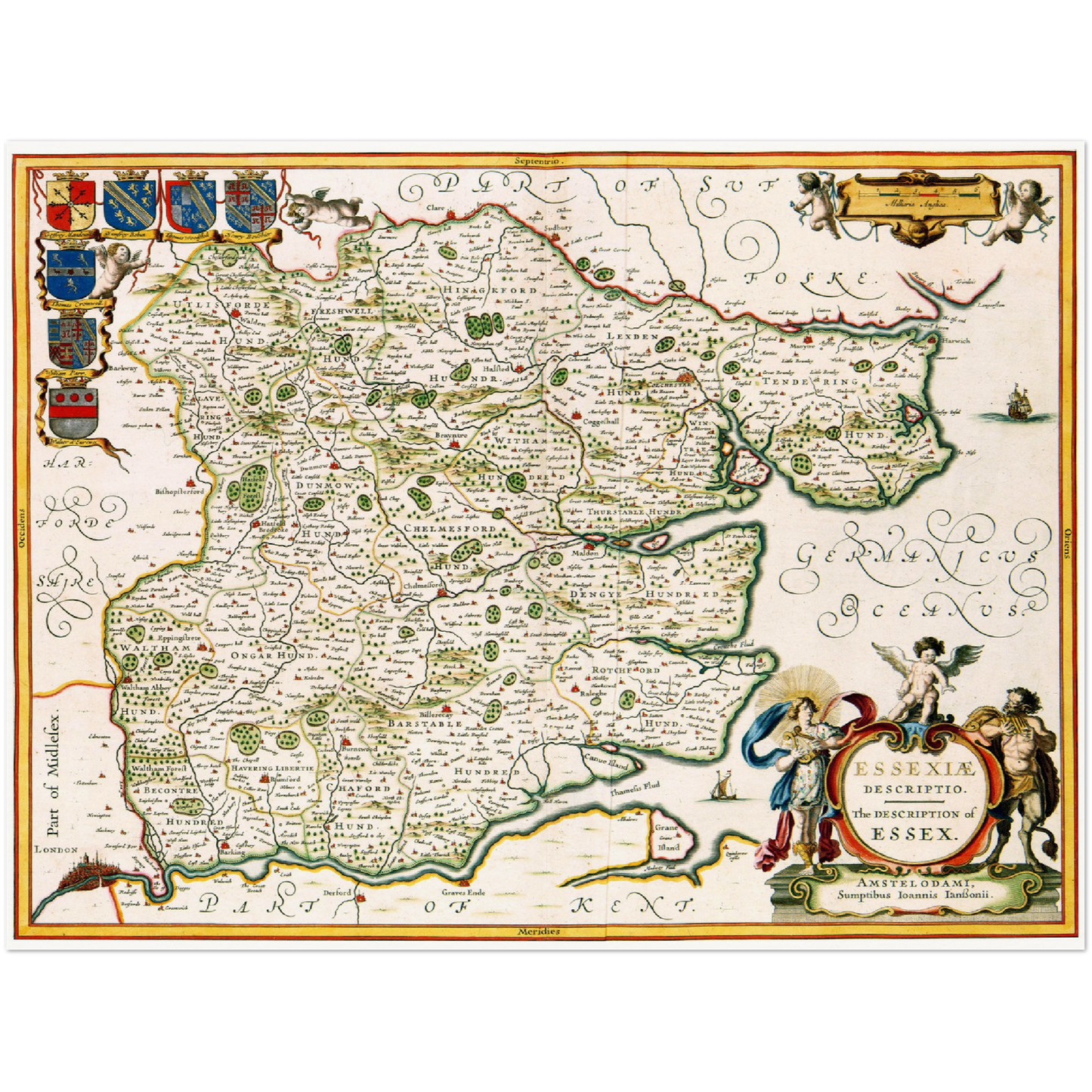 Historische Landkarte Essex um 1646
