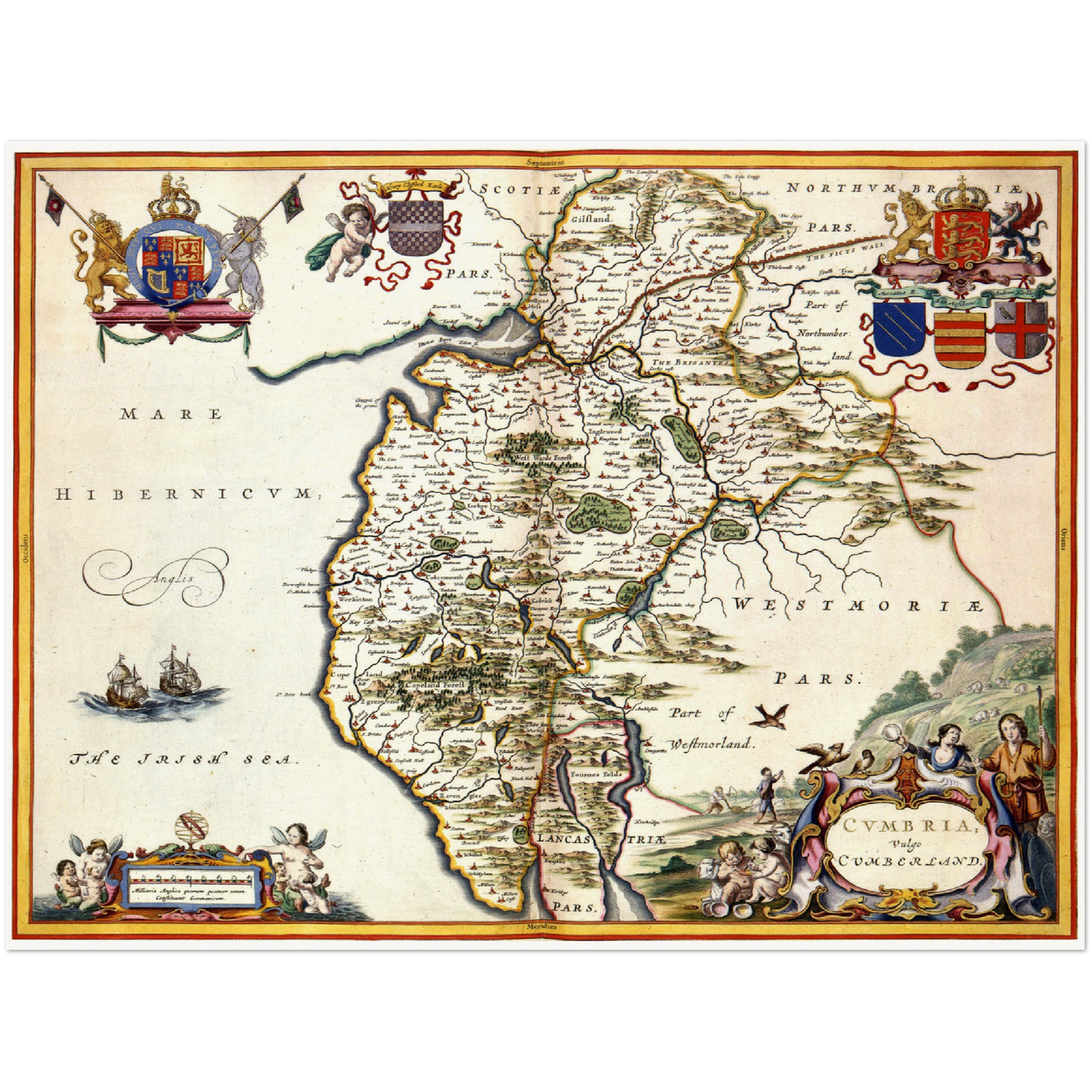 Historische Landkarte Cumbria um 1646