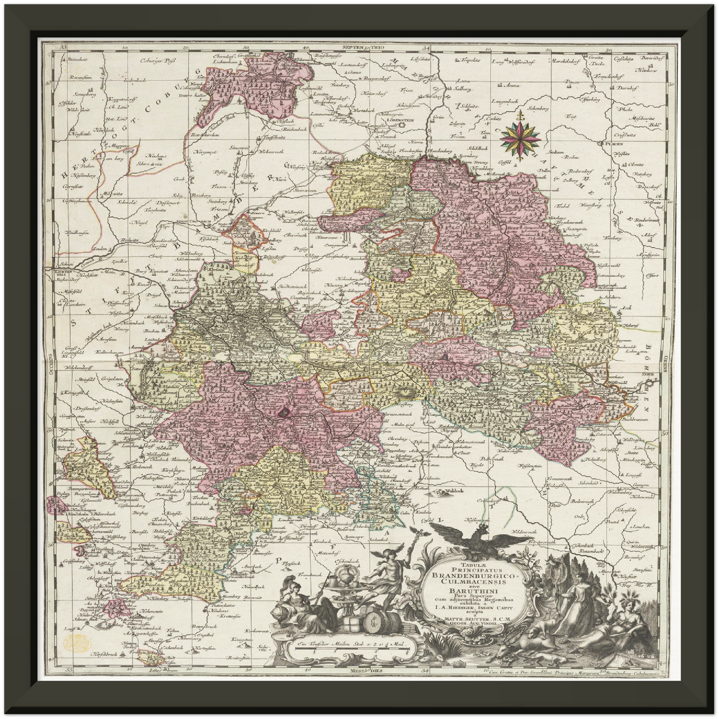 Historische Landkarte Bayreuth um 1750
