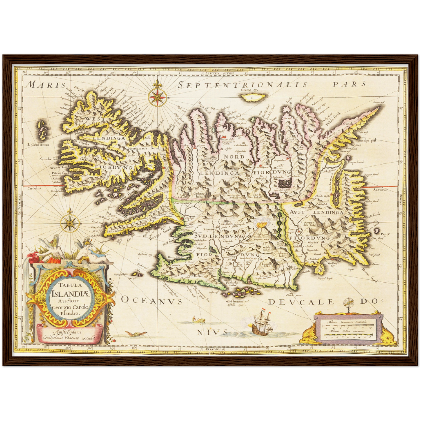 Historische Landkarte Island um 1635