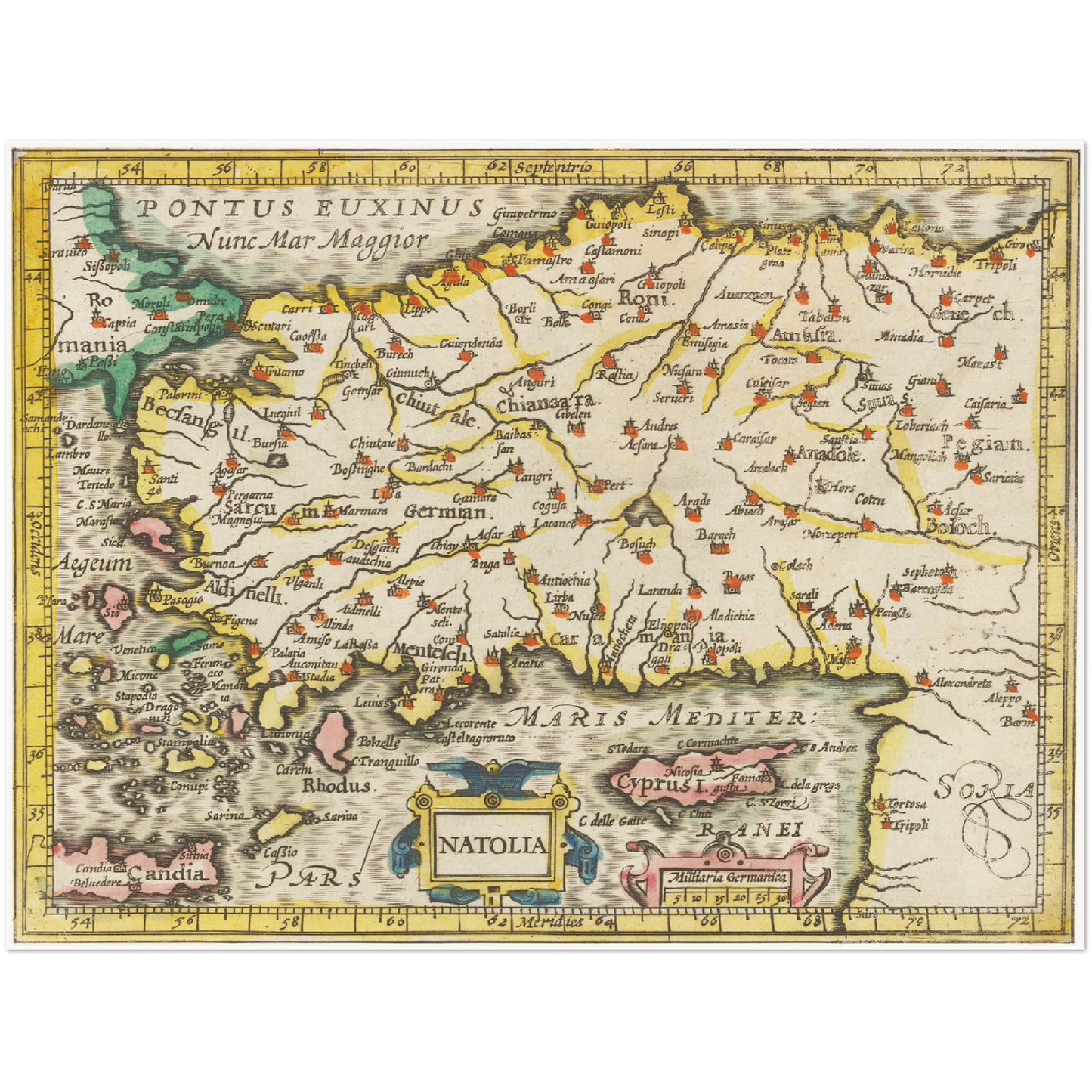 Historische Landkarte Türkei um 1609